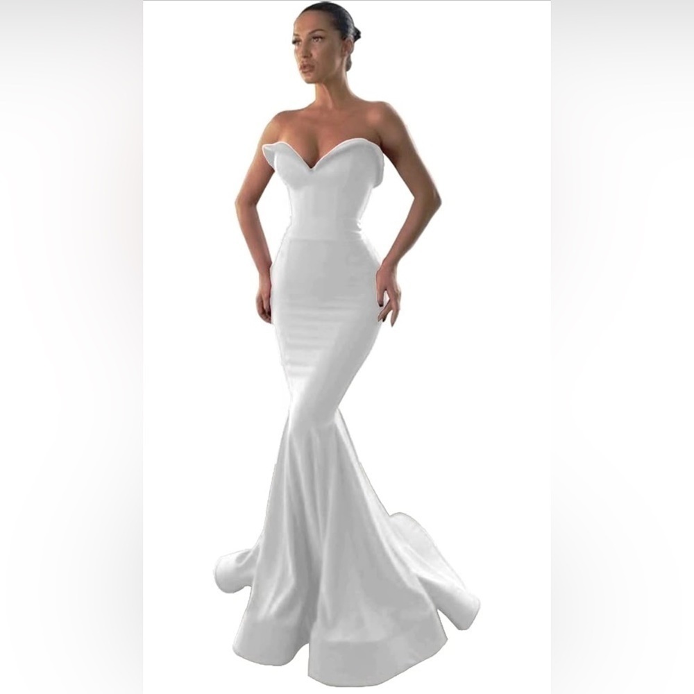 New Mermaid Strapless Long Prom Dresses Open Back Sweetheart Evening Gowns